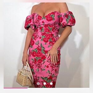 Floral Off-Shoulder Pink Dress